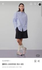 ENOF striped shirts ブルー ストライプ 長袖シャツ - メルカリ