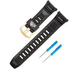 Casio Protrek PRG-130-1V | PRW-1500-1V | PRW-1500J-1 | PRW-1500J-1 – Unisex Watch Accessory, 18mm Replacement Resin Buckle, 21mm, Black/Medium/Gold [Black/Medium/Gold Buckle]
