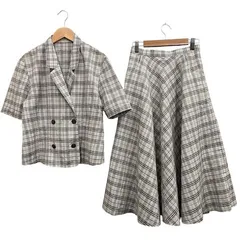 アクアスキュータム AQUASCUTUM 半袖ジャケット セットアップ フレアースカート チェック柄 マルチカラー サイズ9 のサムネイル