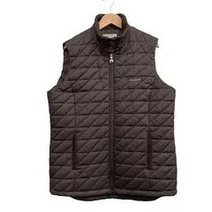 マンシングウェア MUNSINGWEAR キルティングベスト ジップ 襟リブ ロゴパッチ ダークブラウン サイズL のサムネイル