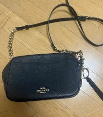 COACH コーチ デニム×レザー アイラチェーンクロスボディバッグ ミニ 