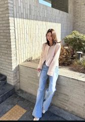 ハグオーワー CLOTH&CROSS 裾フリンジカーブデニム バルーンデニム