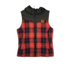 THE NORTH FACE ダウンベスト チェック柄 レッド S/P - メルカリ