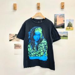 レア　美品　ビリーアイリッシュ　青と緑　Tシャツ 黒　L　オフィシャル レア 美品 ビリーアイリッシュ 青と緑 Tシャツ 黒 L オフィシャル