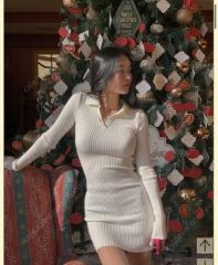 ニット ミニワンピースANDMARY Zoe fur mini dress - メルカリ