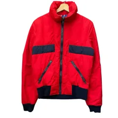 ヴィンテージ レッド ナイロン ポリ ダウン アウター ジャケット S