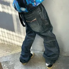 *レア* ヴィンテージウォッシュ サスペンダー ディテールワイドデニムパンツ