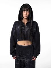 HTH/H heart logo rhinestone zip hoodie - メルカリ