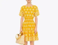 トリーバーチ TORY BURCH 刺繍 エンブロイダリー スモーク 밴딩 ONE PIECE (新品)のサムネイル