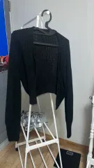 ブラック ボレロ クロップド ニットカーディガン