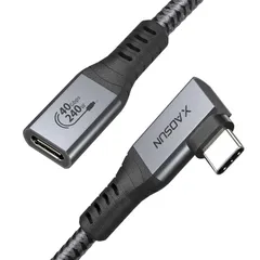 XAOSUN USB4 延長ケーブル Thunderbolt 4 延長対応 0.5M L字型 USB Type-c 延長ケーブル 40Gbps高速転送 240W急速充電 8K@60Hz映像出力iphone15 pro max、ipad Pro、Mac ...