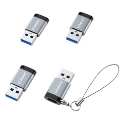 USB C 変換アダプター 4個セット 付属ストラップ付き | USB Aオス to Type-Cメス変換 USB3.0 高速 5Gbps 充電&データ転送対応 旧式ケーブルを 端末に活用 iPhone iPad Android 対応