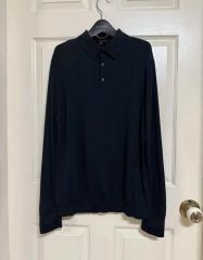 美品✨ブルネロクチネリ 長袖 ポロシャツ ネイビー L 柔らか コットン100 ブルネロクチネリ 長袖 ポロシャツ ネイビー 52サイズ イタリア製