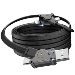 4in1 充電ケーブル マルチ 【1.2M 60W】らいとにんくけーぶる タイプc PD対応 急速充電 マグネット充電ケーブル 480Mbpsデータ転送 Type-C 全機種対応 gray