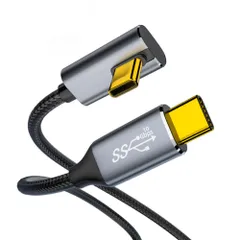 USB Type C ケーブル L字 1M PD対応 100W急速充電 10Gbpsデータ転送 4K映像出力 ナイロン編み MacBook、iMac、Surface、Xperia、Galaxy、Pixel等タイプc機種対応(左右)