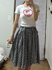 ヴィンテージ CHECK スカート スカート 森ガール LIZ LISA 姫ギャル ピンターカル ギークシック ロギャルのサムネイル