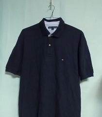 トミーヒルフィガー 半袖 ポロシャツ ネイビー ストレッチ L表記 XL