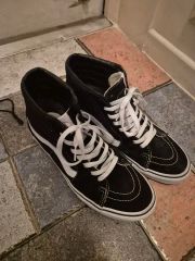 Vans SK8-HI オールブラック 白ステッチ ハイカットスニーカー - メルカリ