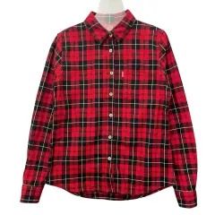 ディッキーズ レッドブラック チェック ワンポケット 長袖 シャツ Sのサムネイル