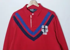 L (100) POLO RALPH LAUREN(ポロラルフローレン) レッド ヴィンテージ PK ロングスリーブ 長袖Tシャツ