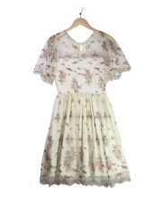 美品 INGEBORG 豪華チュールレースワンピース 膝丈 ベージュ系 - メルカリ