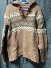 ノルディック ブラウン カラーニット 出品