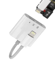 SDカードリーダー 3in1 マイクロsd 同時高速充電変換アダプターライトニングMicro SD TFフラッシュカードアクセサリーLightning写真バックアップデータ転送充電ケーブルハブアイフォンカメラデータ移行メモリースティックキーボードマウ ...