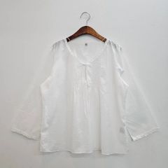 美品 ビアズリー 麻 リネン100 ポンチョ風ブラウス 白 ゆったり裾 