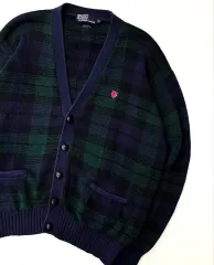 Polo ポロラルフローレン 90s シールド ロゴ タタン CHECK カーディガン