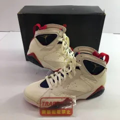 04w6897∞※【中古】 鑑賞用 ジャンク品 NIKE AIR JORDAN 7 ナイキ エアジョーダン 7 バルセロナオリンピック 130157-110 ホワイト/ネイビー/トゥルーレッド 27cm スニーカー 【八王子店】