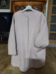 Cruciani クルチアーニノーカラーボリューム袖コクーンコートシルク混40 Cruciani クルチアーニノーカラーボリューム袖コクーンコートシルク混