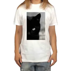 オリジナル Tシャツ 黒猫 クロネコ ブラックキャット 睨み 動物 アニマル プリント Tシャツ S M L XL タイト ジャスト 大きい ビッグ オーバーサイズ メンズ レディース ユニセックス ピンククリーム