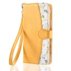 可愛い ストラップ ツートンなデザイン スマホケース 鏡付き 向けの 可愛い柄 ACkabanアイフォン16e 大人っぽい カード シンプル 軽量 花柄 薄型 ミラー 使いやすい 手帳型 ケース 女性らしいデザイン 用の マグネット付 iPhone16e イエ