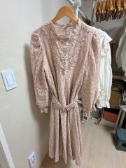 70s ピーチピンク レースドレス VieuxRoseVintage - メルカリ