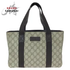美品 GUCCI グッチ GG柄 カーキ ダークブラウン GGスプリームキャンバス/レザー 141976 トートバッグ 男女兼用 レディース 601095【中古】