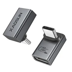 XAOSUN USB C 上下 L字 変換アダプタ 2個セット 240W充電 オス メス USB4 Type C 40Gbps Thunderbolt 4対応 Steam Deck、MacBook Pro/MacBook Air/iPad Pro 8 ...