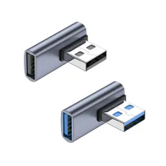 USB 3.1 アダプタ L字型 10Gbps 高速データ伝送 USB 変換アダプタ 5V 3A 急速充電 軽量 小型 USB Type A オス メス 90° 高速データ伝送アダプタ 延長 コネクタ 2個セッ
