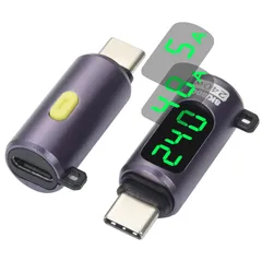 ELUTENG USB Type C 変換アダプタ デジタルディスプレイ搭載 2個セット PD 240W急速充電 80Gbpsデータ転送 タイプc 変換アダプタ メス to オス 8K@60Hz映像出力 リアルタイム ワット 電圧 電流数見える OT ...