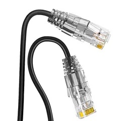 LANケーブル CAT6A 0.3m 短いランケーブル 10GBASE-T高速対応 全長さ30cm 2本セット 28AWG細い RJ45コネクタ付き 業務でも家庭でも モデム用 カテゴリ6a ブラック