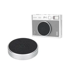 新品 JJC レンズキャップ フジフイルム instaxmini evo 専用 チェキ evoレンズキャップ 90th記念 キズ防止 アルミニウム合金+EVA 裏面+皮革 レンズ保護 グレー/ブラック JJC-LC-IMEBK