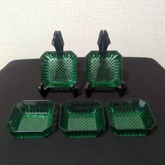 arcoroc アルコロック ブラックガラス 8角ボウル 2枚中皿2枚大皿全5枚