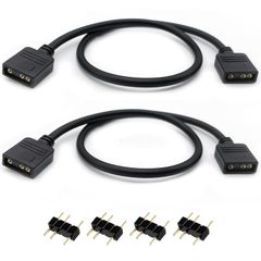 サムコス ARGBファン用電源ケーブル 5V3ピン 30cm 2本 LED用延長ケーブル アドレサブル ARGBヘッダーコネクタ RGBファンやLEDテープ増設用半田レス（4つオスオスアダプタ付き）