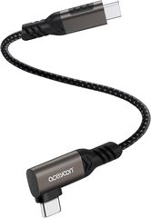aceyoon USB C ケーブル L字 10cm（全長20cm）240W対応 超急速充電 Type-C オス-オス 90度 短い QC4.0 データ転送 ナイロン編組 ショートケーブル iPhone17/16 for Galaxy S25/S24 ...