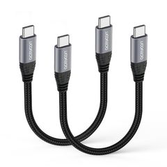 aceyoon Type-C ケーブル CtoC 10cm 2本 ショート 短い タイプC 充電ケーブル オス-オス USB-C ケーブル 最大100W PD 高速データ転送 ナイロン編組 急速充電 480Mbps 軽量 ブラック Matebook、 ...
