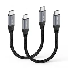 aceyoon Type-C ケーブル CtoC 10cm 2本 ショート 短い タイプC 充電ケーブル オス-オス USB-C ケーブル 最大100W PD 高速データ転送 ナイロン編組 急速充電 480Mbps 軽量 ブラック Matebook、 ...