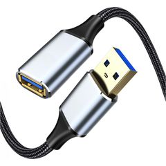 USB 3.0 延長ケーブル 1.5M 金メッキコネクタ 5Gbps高速データ転送 USBケーブル Aオス-Aメス 延長コード ナイロン編み グレー