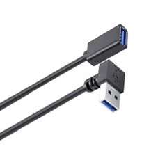 USB 3.0Lタイプ 方向変換ケ-プル上下90°Aオス タイプ Aメス超高速5Gbpsデ-タ伝送延長ケ-プル (0.3m下向)