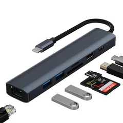 USB-Cハブ 7-in-1 USB3.0 ハブ PD100W急速充電 USB-C 5Gbps高速転送 4K HDMI SD/TFカードリーダー付き タイプC アダプター MacBook Pro Air/iPad ProなどWindow/MacOS/ ...