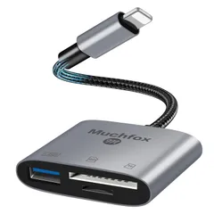【2026 MFi認证品】iPhone SDカードリーダー3in1 Lightning usb変換アダプタ・SDカード・microSDカード| デジタルカメラ カードリーダー | データ移行保存 | 高速読み取り・転送・コピー（双方向）| 設定不要  ...