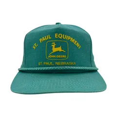【キャップ/帽子】90s デッドストック John Deere (ジョンディア) ディーラー ビンテージ トラッカーキャップ シーグリーン イエロー 黄のサムネイル